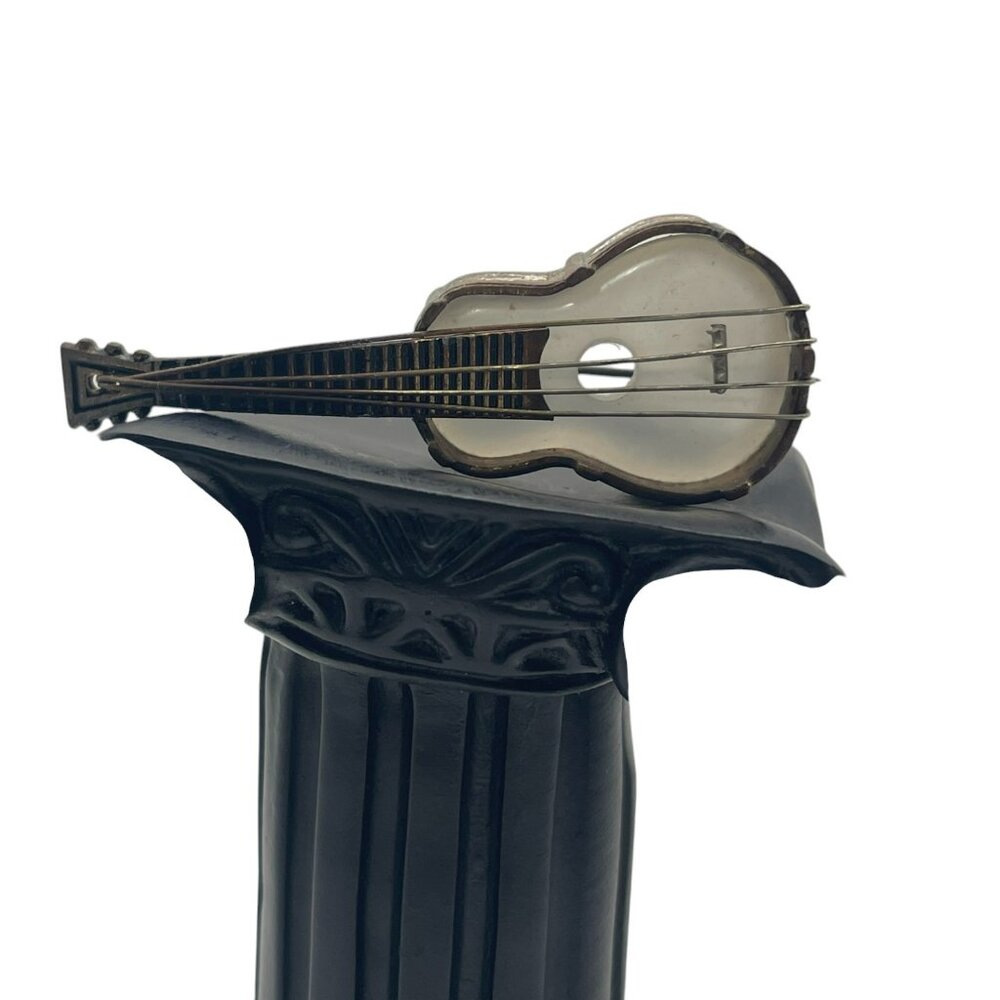 Vintage SPAIN MOP Damascene Guitar Pin Brooch
